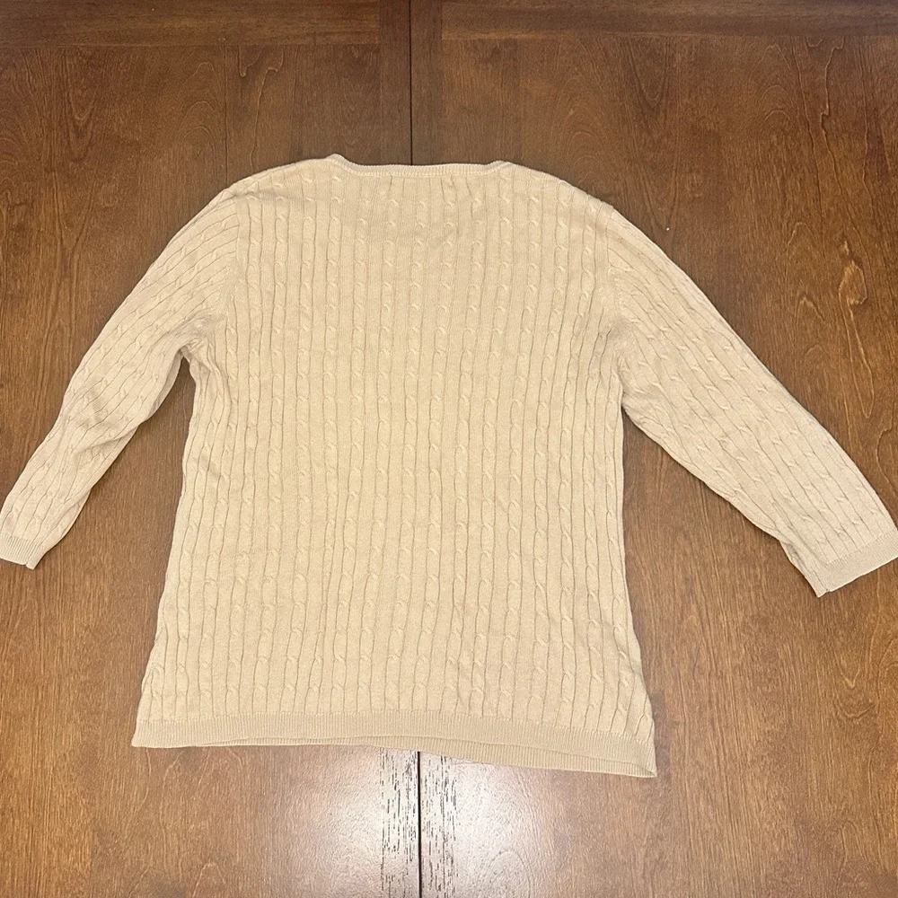 August Silk Knits Beige Cable Knit Sweater - Picture 3 of 3